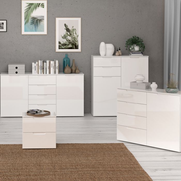 Sienna Bedside in White High Gloss - UK
