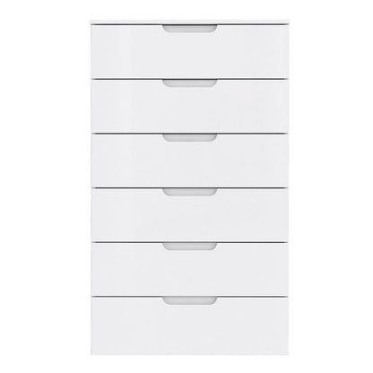 Sienna Chest of 6 Drawers in White High Gloss - UK