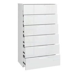 Sienna Chest of 6 Drawers in White High Gloss - UK - Furniture One Shop
