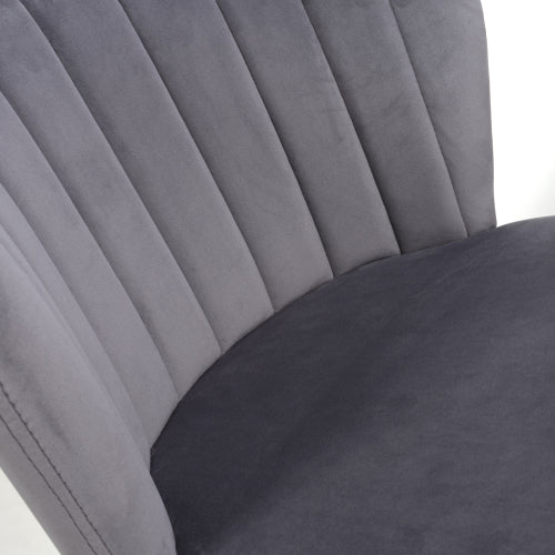 Sigma Brushed Velvet Grey Bar Stools With Chrome Base In Pair