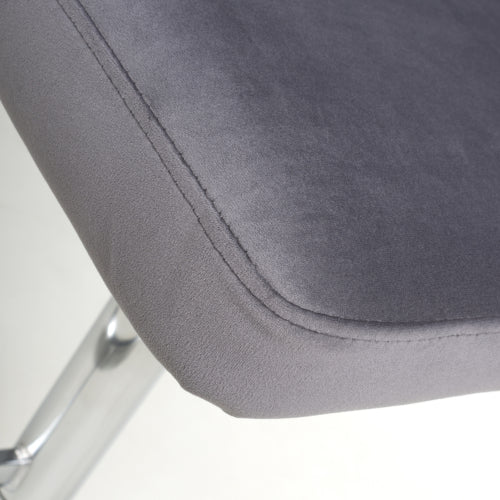 Sigma Brushed Velvet Grey Bar Stools With Chrome Base In Pair
