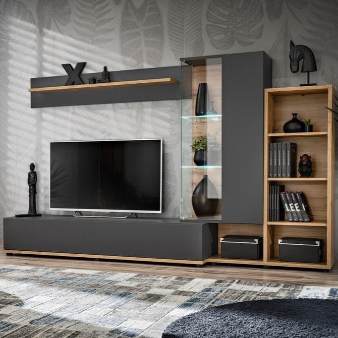 Silk II Wooden TV Entertainment Unit in Anthracite