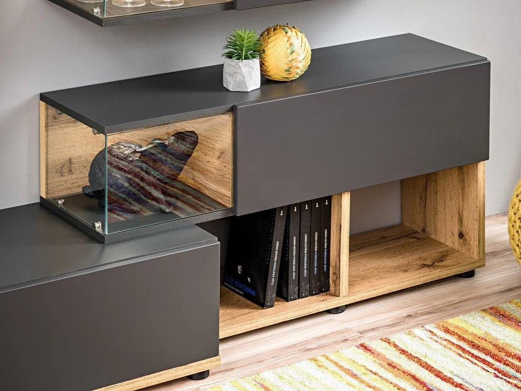 Silk Wooden TV Entertainment Unit in Anthracite