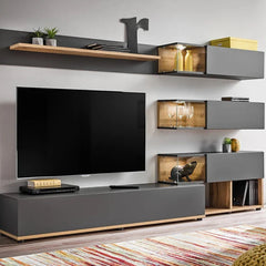 Silk Wooden TV Entertainment Unit in Anthracite