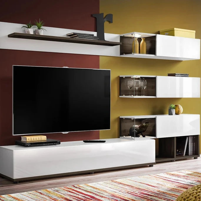 Silk Wooden TV Entertainment Unit in White Gloss