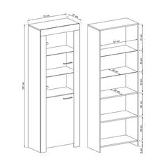 Sky Tall Wooden Display Cabinet with 2 Doors with LED in Oak Riviera