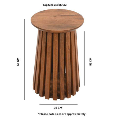 Slatted Mango Wood Bedside Table - UK