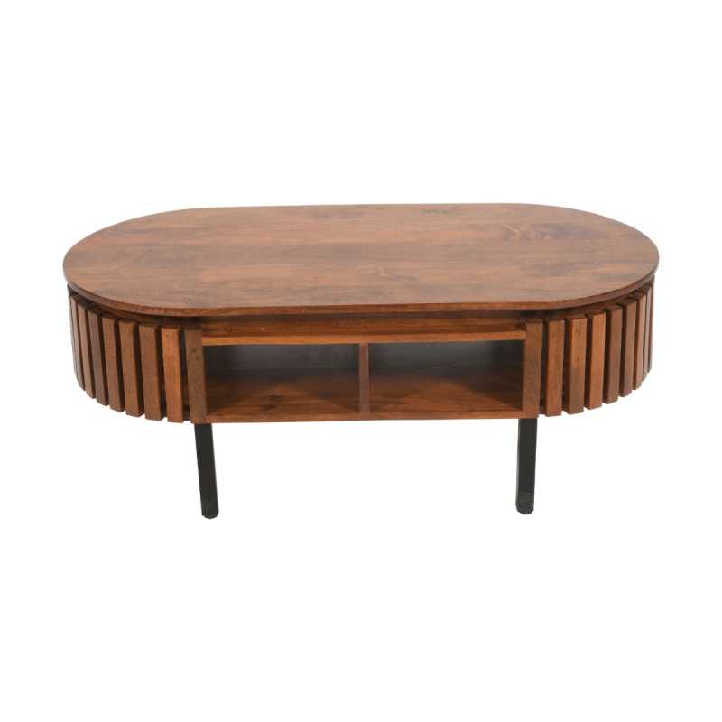 Slatted Mango Wood Rectangular Coffee Table - UK