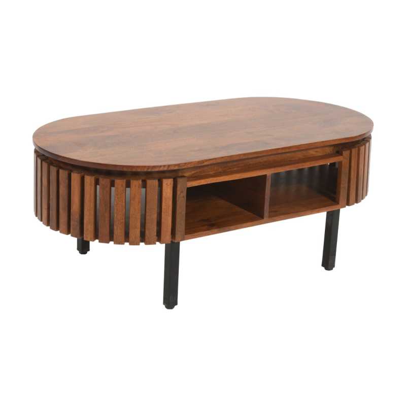 Slatted Mango Wood Rectangular Coffee Table - UK