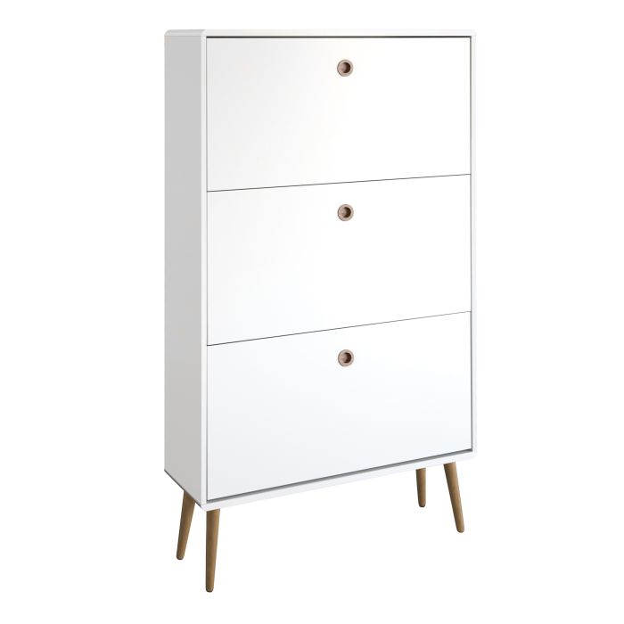 Softline Shoe Cabinet 3 Folding Doors in White - UK