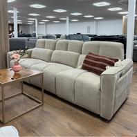 Soho Fabric 3 Seater Electric Recliner Sofa In Beige