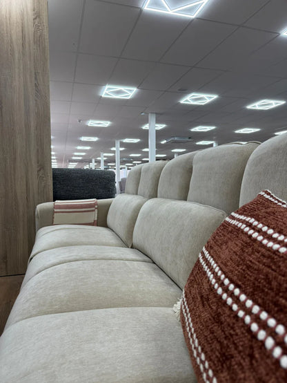 Soho Fabric 3 Seater Electric Recliner Sofa In Beige