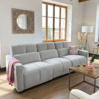 Soho Fabric 3 Seater Electric Recliner Sofa In Grey