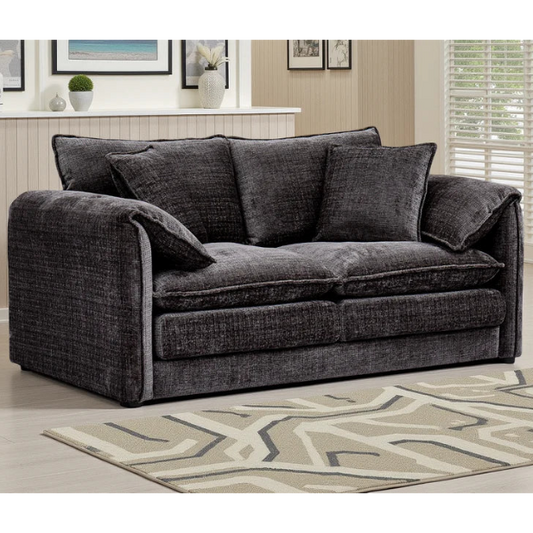 Solaya Chenille Fabric 2 Seater Sofa In Black