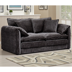 Solaya Chenille Fabric 2 Seater Sofa In Black