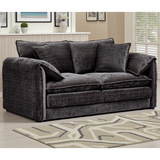 Solaya Chenille Fabric 2 Seater Sofa In Black