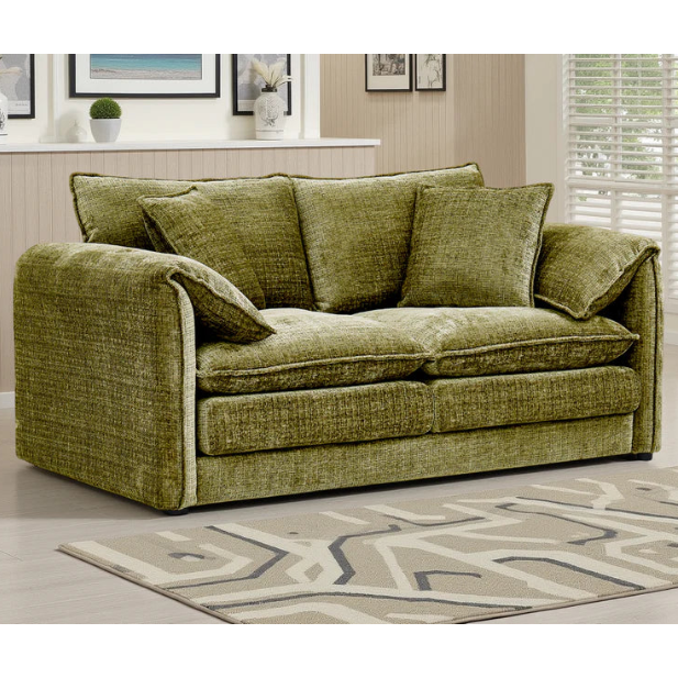 Solaya Chenille Fabric 2 Seater Sofa In Green
