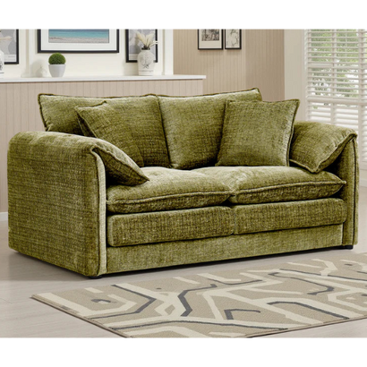 Solaya Chenille Fabric 2 Seater Sofa In Green