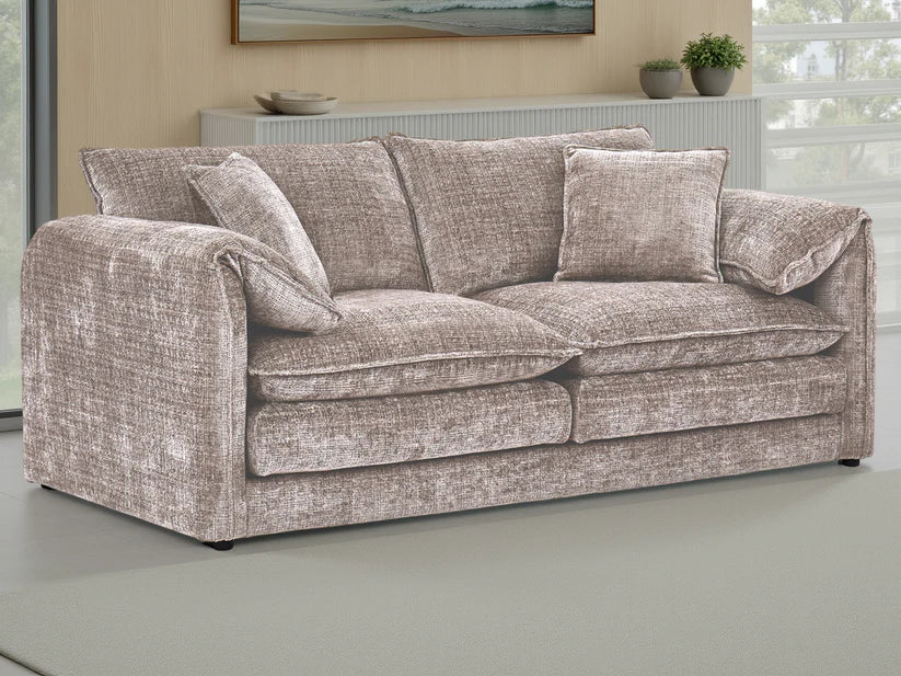 Solaya Chenille Fabric 3 Seater Sofa In Beige - Furniture One Shop