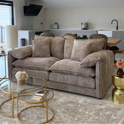 Solaya Chenille Fabric 3 Seater Sofa In Beige