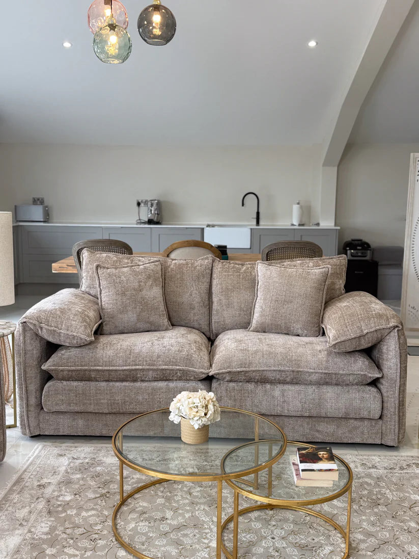 Solaya Chenille Fabric 3 Seater Sofa In Beige - Furniture One Shop