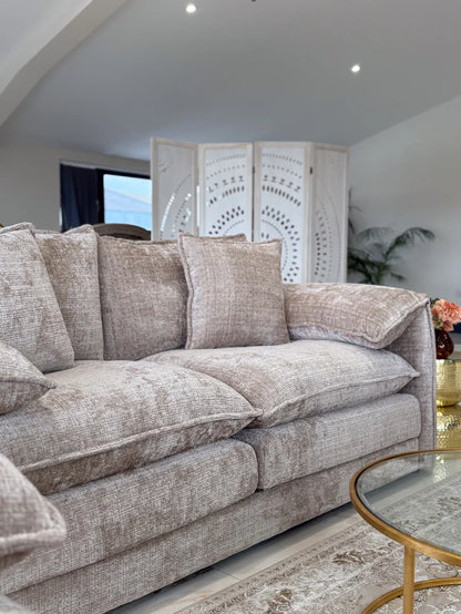 Solaya Chenille Fabric 3 Seater Sofa In Beige - Furniture One Shop