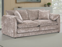 Solaya Chenille Fabric 3 Seater Sofa In Beige