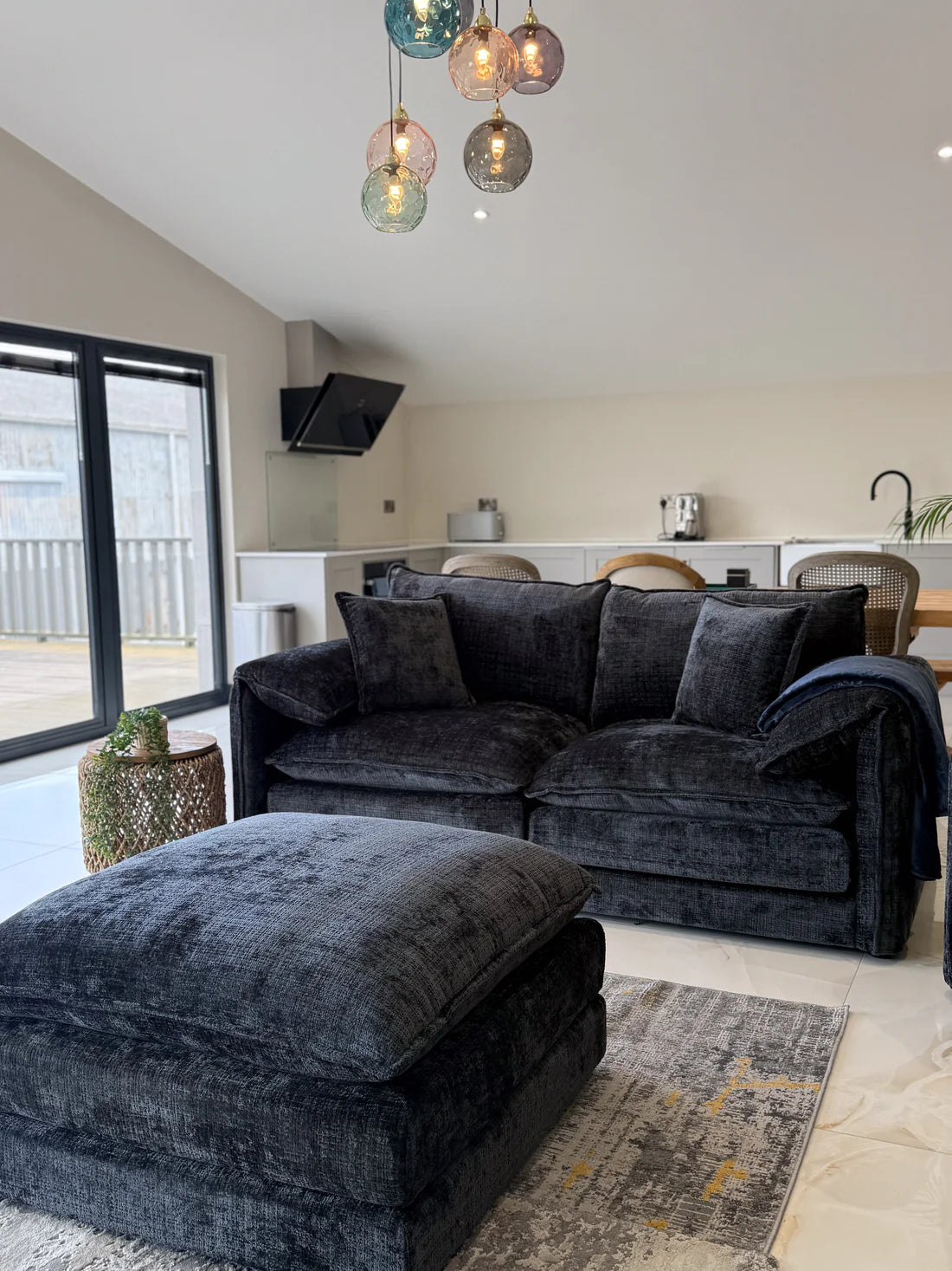 Solaya Chenille Fabric 3 Seater Sofa In Black - Furniture One Shop