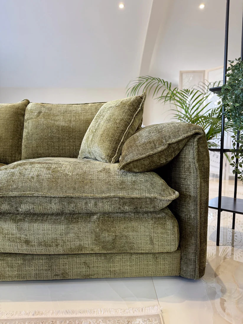 Solaya Chenille Fabric 3 Seater Sofa In Green - Furniture One Shop