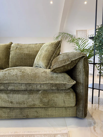 Solaya Chenille Fabric 3 Seater Sofa In Green - Furniture One Shop