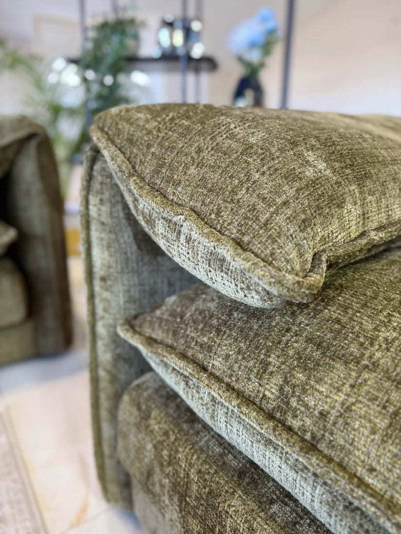 Solaya Chenille Fabric 3 Seater Sofa In Green - Furniture One Shop