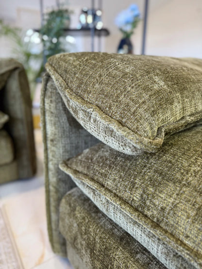 Solaya Chenille Fabric 3 Seater Sofa In Green - Furniture One Shop
