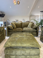 Solaya Chenille Fabric 3 Seater Sofa In Green