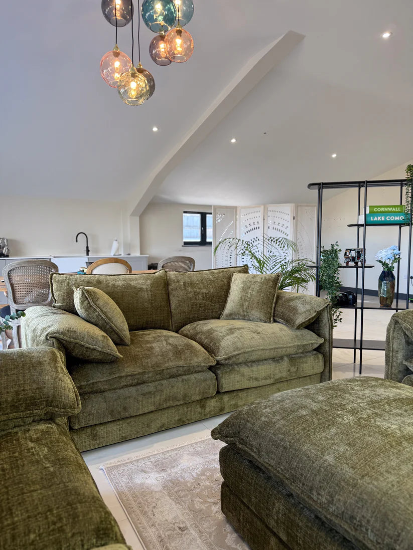 Solaya Chenille Fabric 3 Seater Sofa In Green - Furniture One Shop