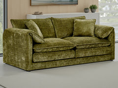 Solaya Chenille Fabric 3 Seater Sofa In Green