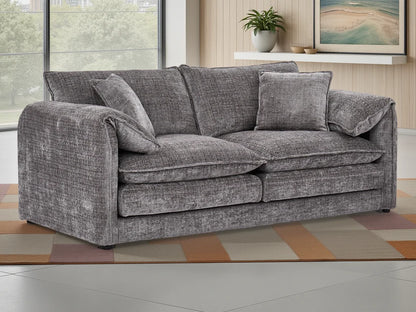 Solaya Chenille Fabric 3 Seater Sofa In Grey - Furniture One Shop