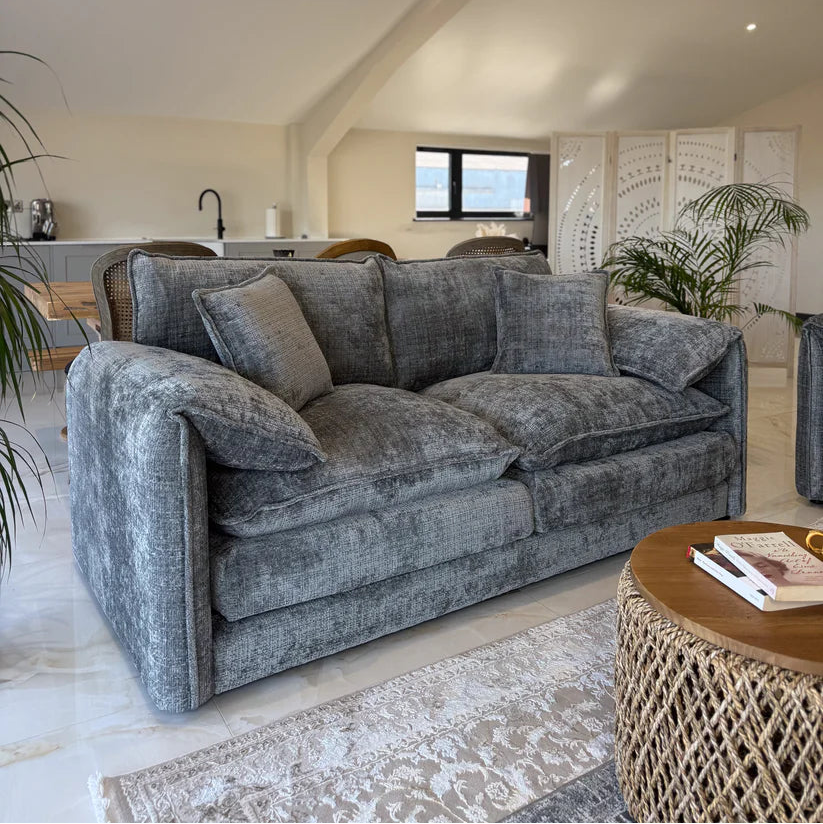 Solaya Chenille Fabric 3 Seater Sofa In Grey