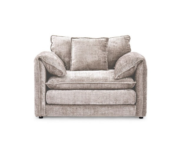 Solaya Chenille Fabric Armchair In Beige - Furniture One Shop