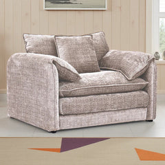 Solaya Chenille Fabric Armchair In Beige