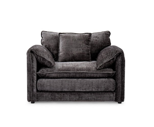 Solaya Chenille Fabric Armchair In Black - Furniture One Shop