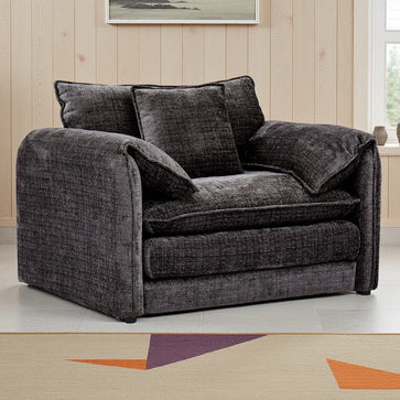 Solaya Chenille Fabric Armchair In Black