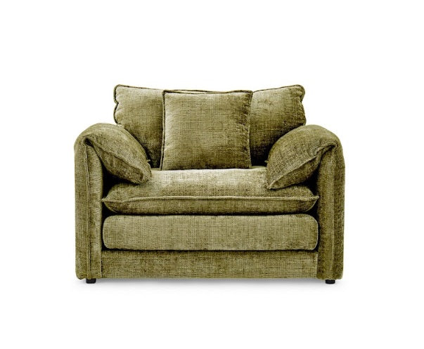 Solaya Chenille Fabric Armchair In Green - Furniture One Shop