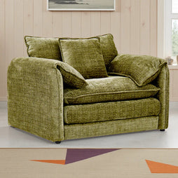 Solaya Chenille Fabric Armchair In Green