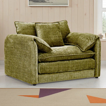 Solaya Chenille Fabric Armchair In Green