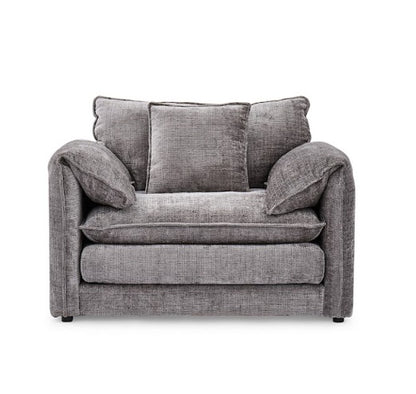 Solaya Chenille Fabric Armchair In Grey - Furniture One Shop