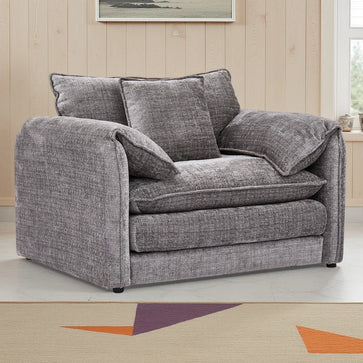 Solaya Chenille Fabric Armchair In Grey