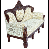 Solid Sheesham Wood 2 Seater Sofa with Cushions in Honey Brown