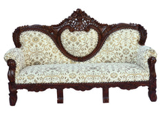 Solid Sheesham Wood 2 Seater Sofa with Cushions in Honey Brown