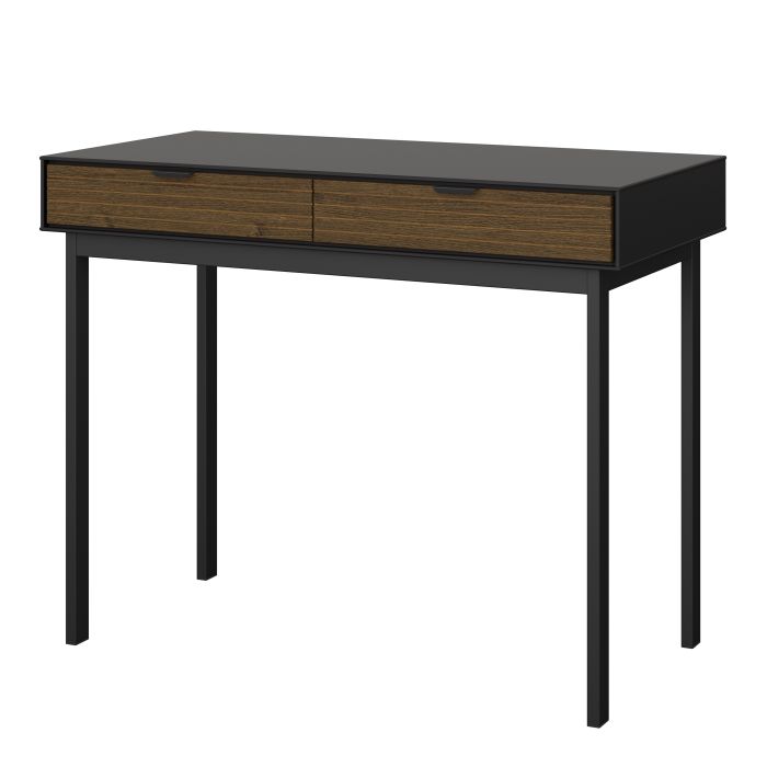 Soma Desk 2 Drawers in Granulated Black Brushed Espresso - UK