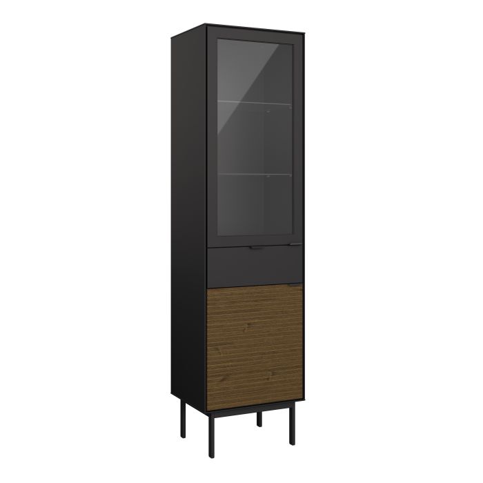 Soma Showcase 1+1 Door + 1 Drawer in Granulated Black Brushed Espresso - UK